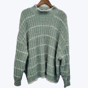 Ophelia Roe 3X Sweater Green Metallic Thread Pullover Plus Size Soft Winter Top